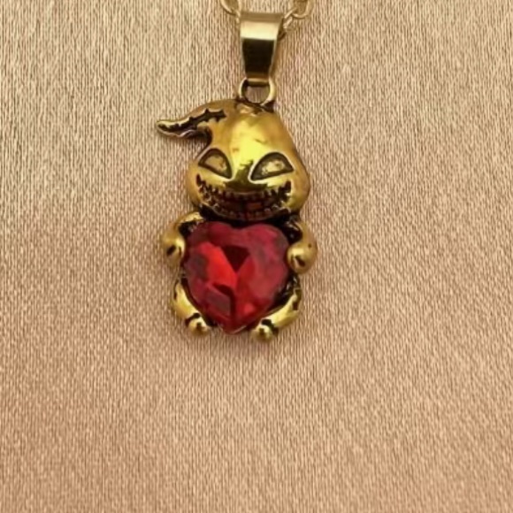 Oogie Boogie Character Red Heart Charm Metal Pendant Necklace - Picture 4 of 8